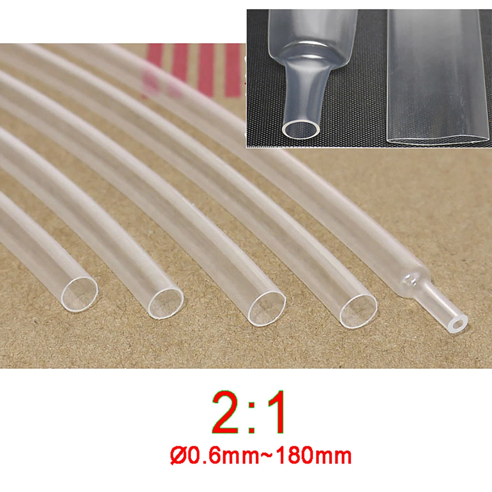2:1 Heat Shrink Tubing — Electrical Wire Sleeving, Ø0.6mm–150mm