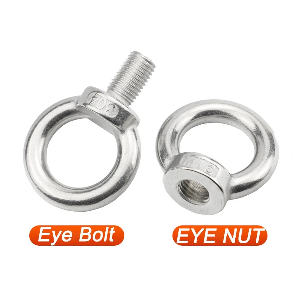 A2 Stainless Steel Eye Nuts & Eye Bolts M3–M48 | DIN 582 / DIN 444 | Metric Lifting Hardware - HomeDIYer