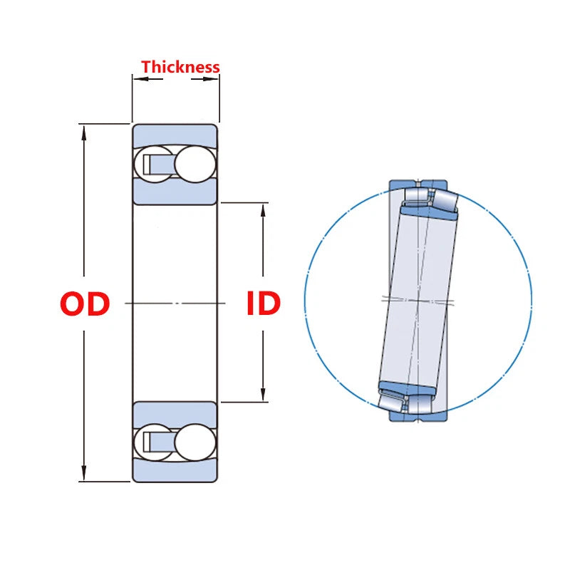 304/440 Stainless Steel Self Aligning Ball Bearings Double Row S1200 to S1210