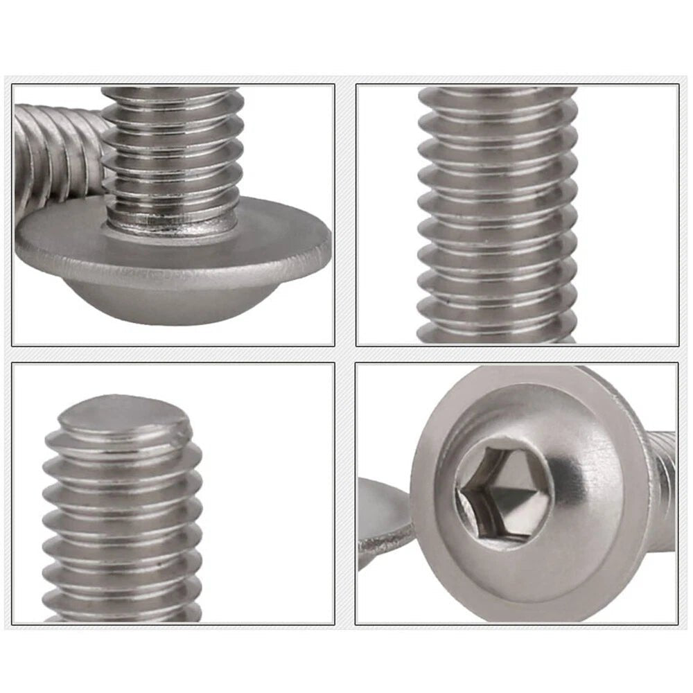 M3–M6 Flanged Button Head Screws, A2 Stainless Steel Allen Socket Machine Bolts - HomeDIYer