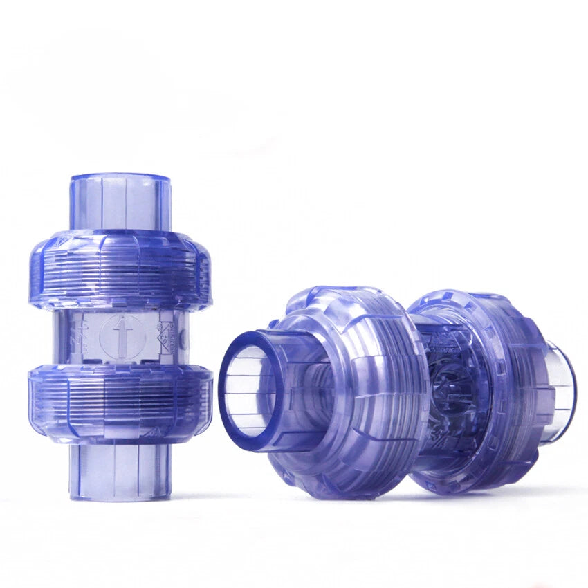20mm-63mm Clear PVC Check Valve True Union Pipe Fittings for Aquarium Fish Tank