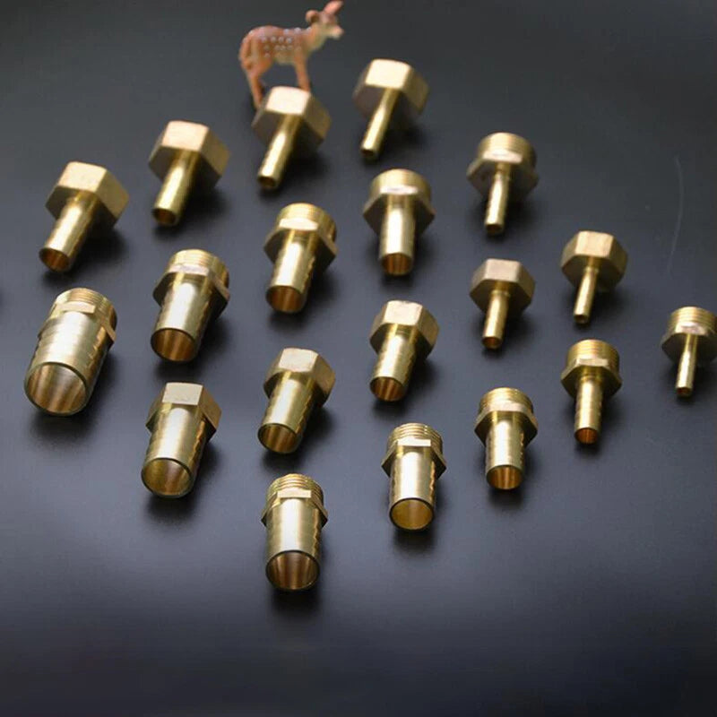 Brass Female Hose Barb Fittings – 90° Elbow & Straight Adapter, 1/4" to 1" NPT × 6–32mm
