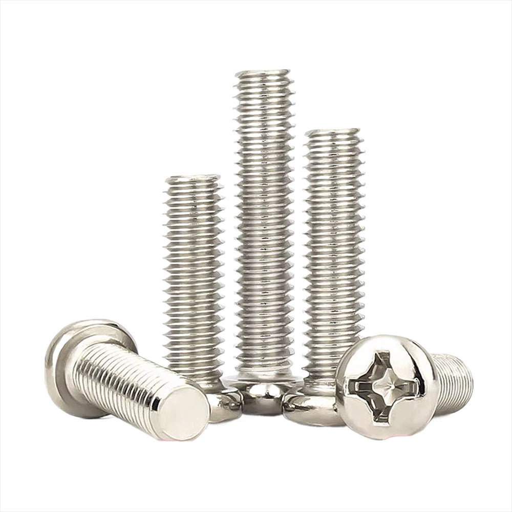 Nickel‑Plated Round & Countersunk Phillips Machine Screws – M1.2 M1.4 M2–M4, 3–12mm Lengths