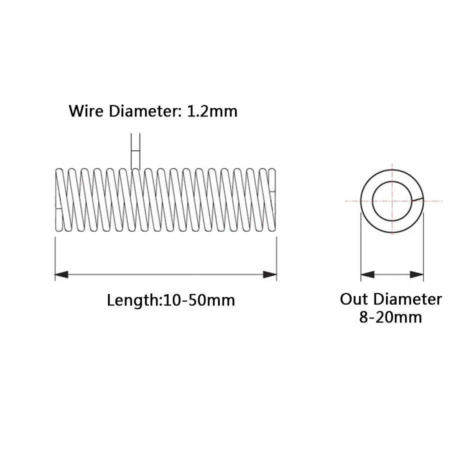 Compression Spring 8-20mm Outer Dia 10-50mm Length Stainless Steel Various Sizes