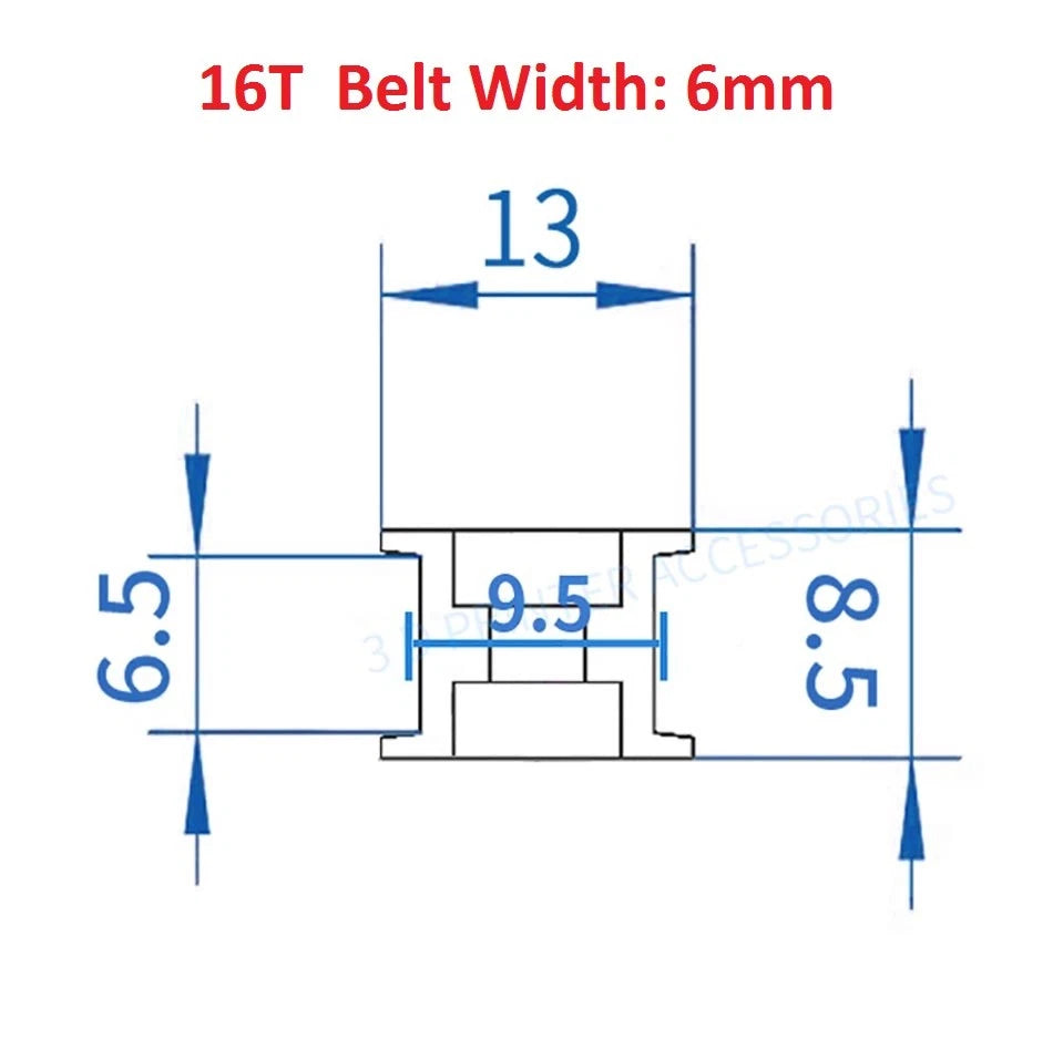 3D Printer GT2 Timing Belt Idler Pulley 6/10mm Belt 3/5mm Idle Bearing 16T 20T