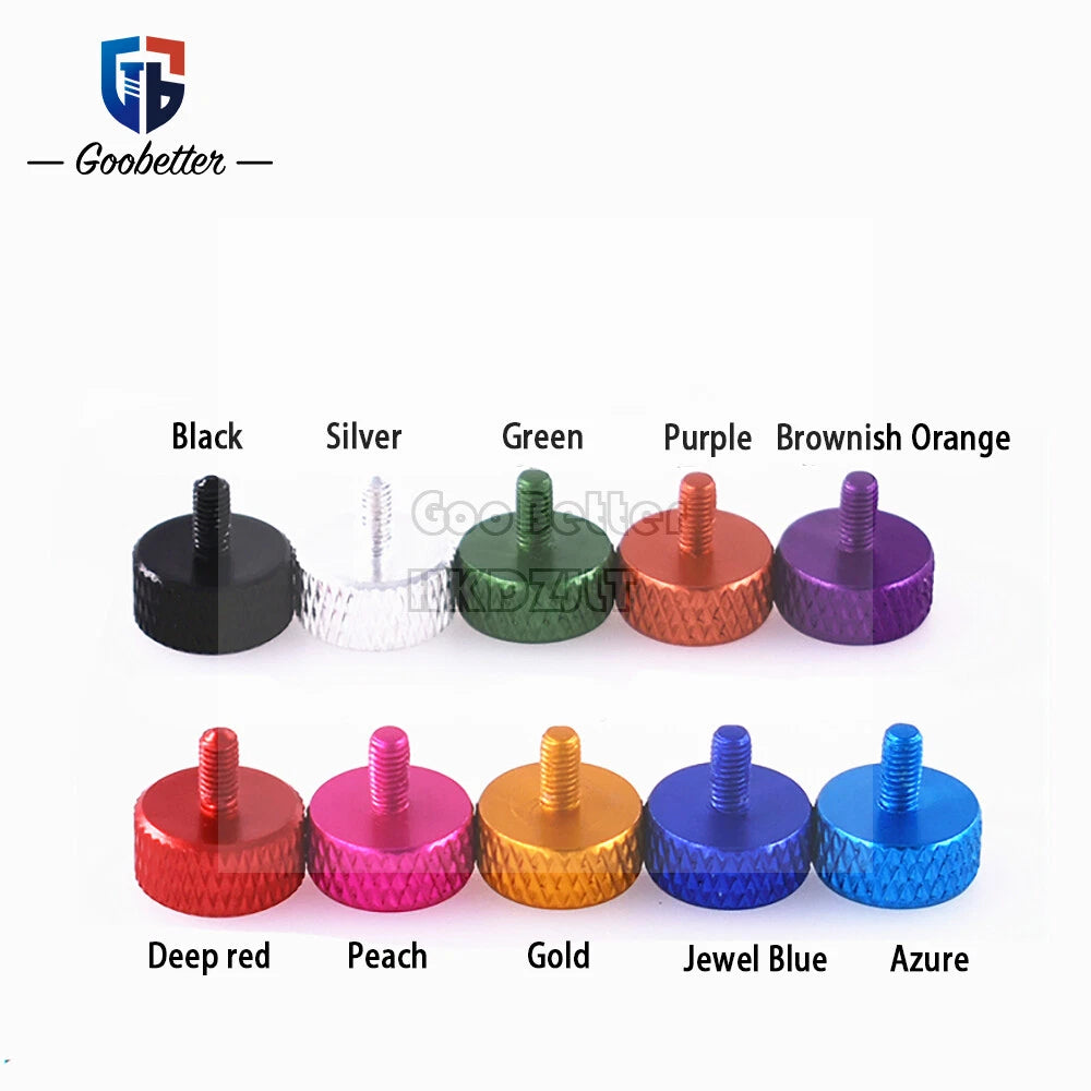 M3 Knurled Thumb Screws Hand Grip Bolts 6 mm - 10 mm Aluminum Anodised 10 Color