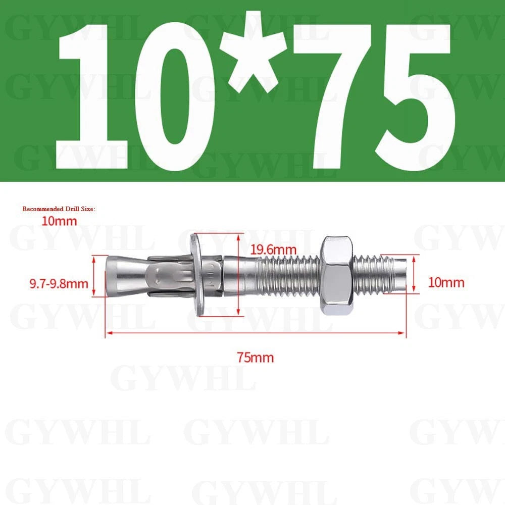 Hex Head Expansion Anchor Bolts — M6 to M20, Stainless Steel A2 & Zinc Plated, Extra Long