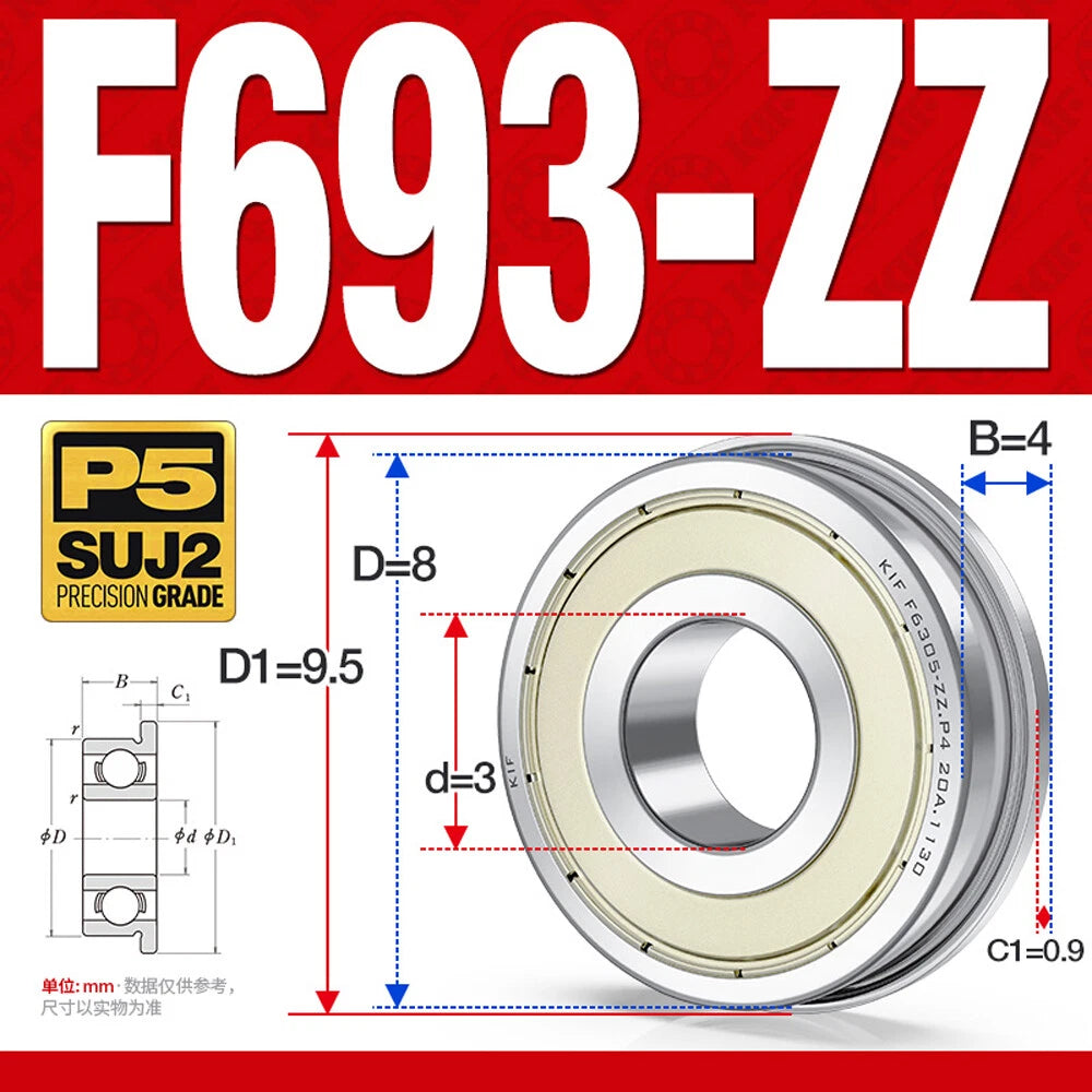 Mini Metal Shielded Flanged Ball Bearings - Model Complete Inner Diameter 2-50mm