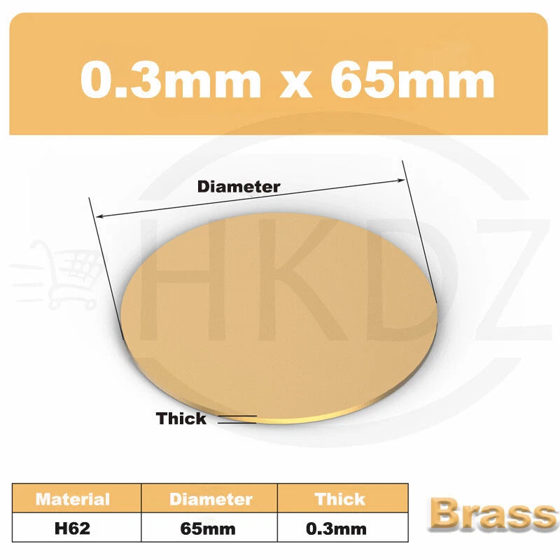 H62 Solid Brass Discs Plate Round Sheets Thickess 0.3mm-3mm Diameters 10-300mm