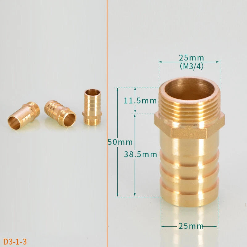 BSP Hose Barb Fittings — 1/2" & 3/4" Male or Female Thread × 6–25mm Barb (2-Pack)