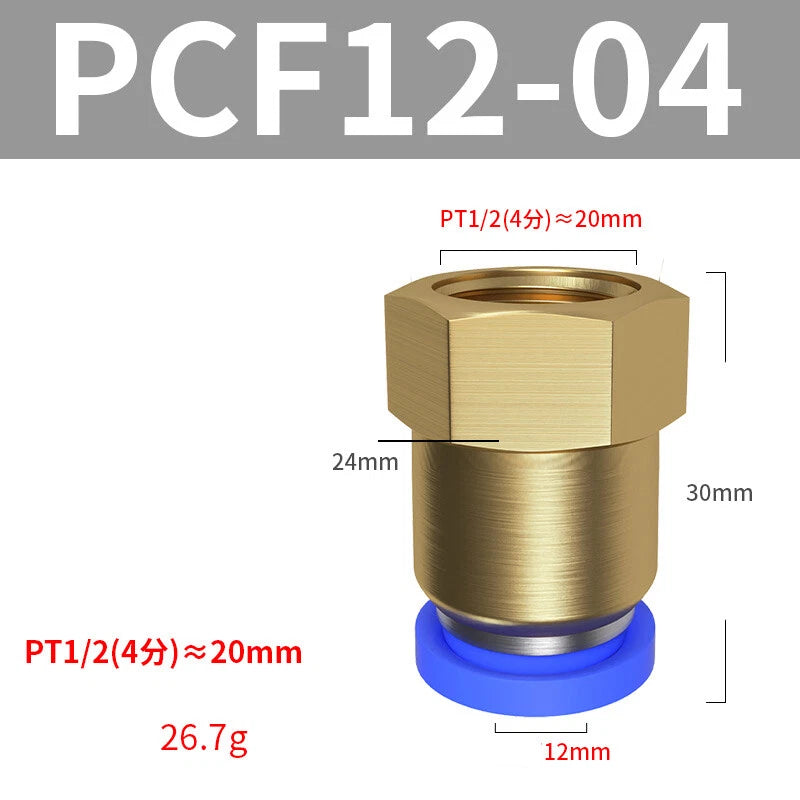 Pneumatic Push In Fitting Female Stud Straight Air Hose Inline Connector Line