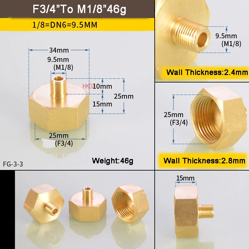1 8" BSP Brass Reducing Fittings Female To Male Thread Connector Adaptor Coupler