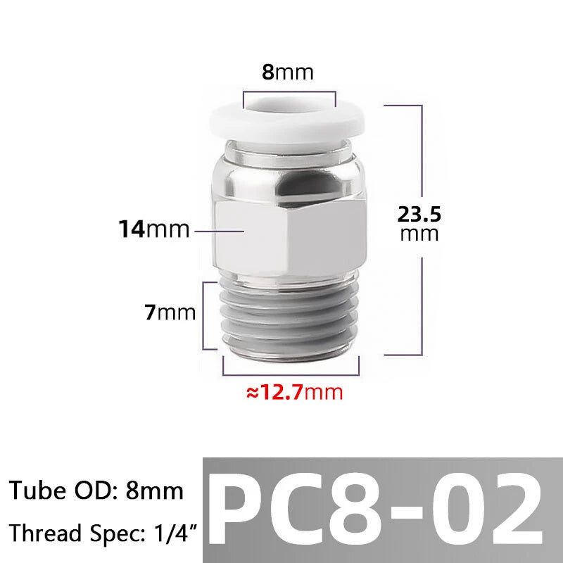 Straight Male Stud Push-to-Connect Pneumatic Fitting for Air & Water Hose
