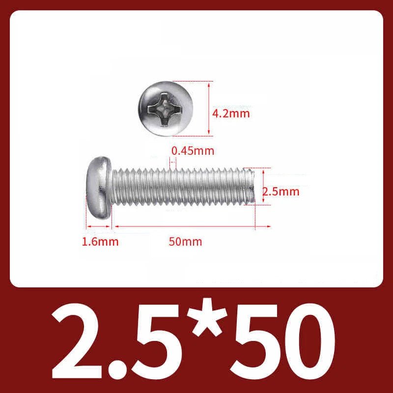M2.5 Pozi Pan Head Machine Screws A2 Stainless Steel — Multiple Lengths - HomeDIYer