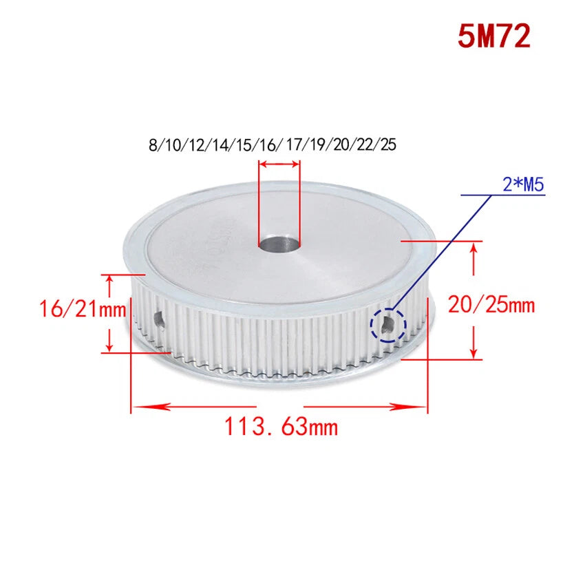 HTD-5M 12T-100T Timing Belt Pulleys Pitch 5mm AF-type Drive Pulley Width 21mm