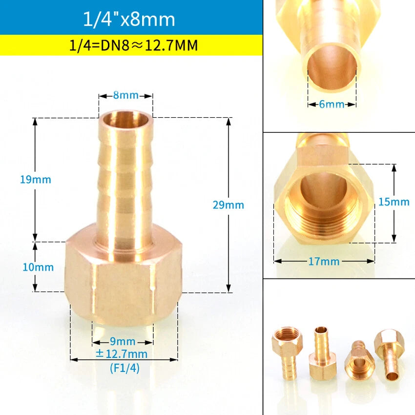 BSP Male & Female Thread Barb Hose Tail Connector — Air Fuel Water
