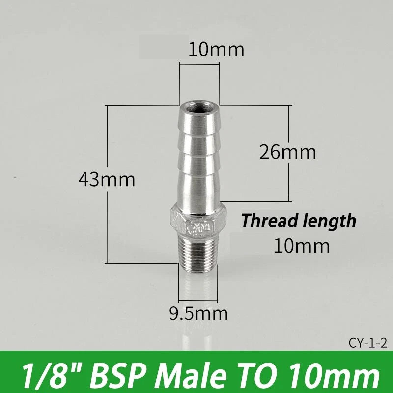 Stainless Steel Hosetails,Bsp Thread Hose Tail Barb Connector 1 8-1" Female Male