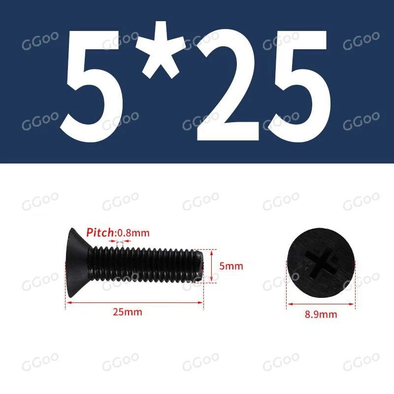 Nylon Countersunk Phillips Screws M2.5–M8, PA66 Non-Conductive Corrosion-Free