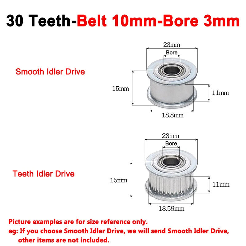 2GT Smooth-Tooth Idler Pulley 16Tooth - 40Tooth Bore 3mm 4mm 5mm 6mm 7mm 8mm