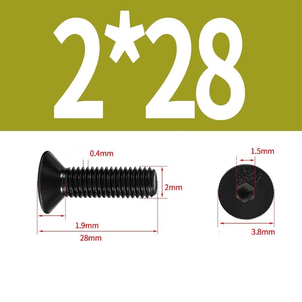 M1.6–M3 Countersunk Socket Head Screws – 12.9 Grade Carbon Steel, Flat Head, Fully Threaded (3–50mm Overall Length)