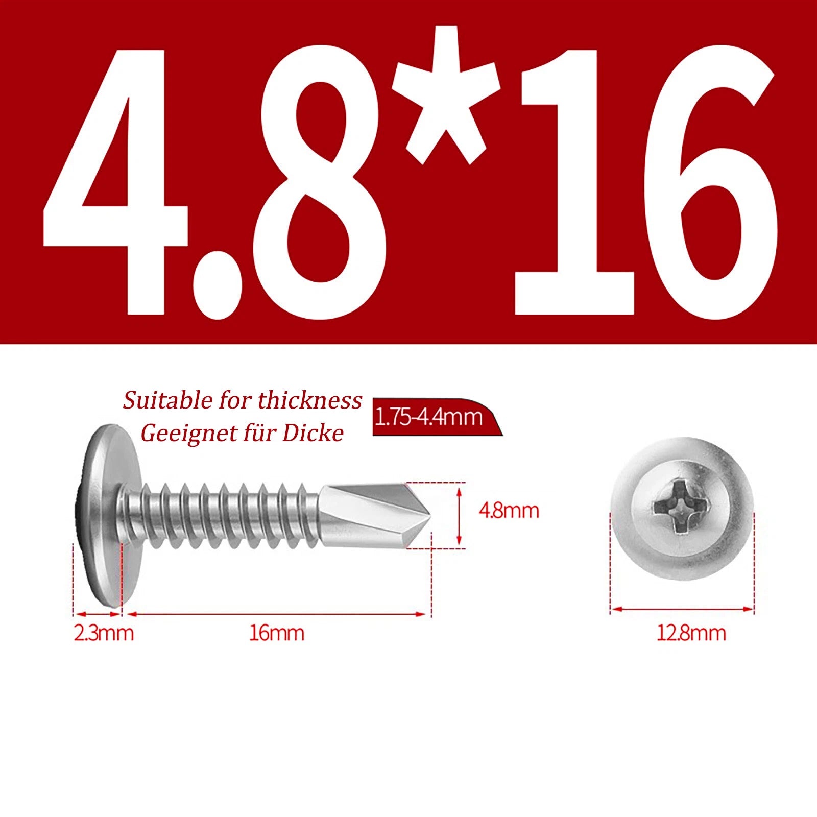 Self Drilling Wafer Head Screws – 304/410 Stainless & Galvanized Steel, M4.2 M4.8