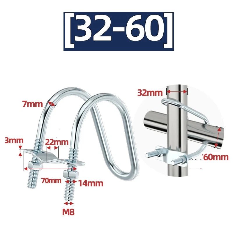 U - Bolt Pipe Clamp — Double & Single U - Shape Saddle Clamp for Greenhouse & Awning Frames - HomeDIYer