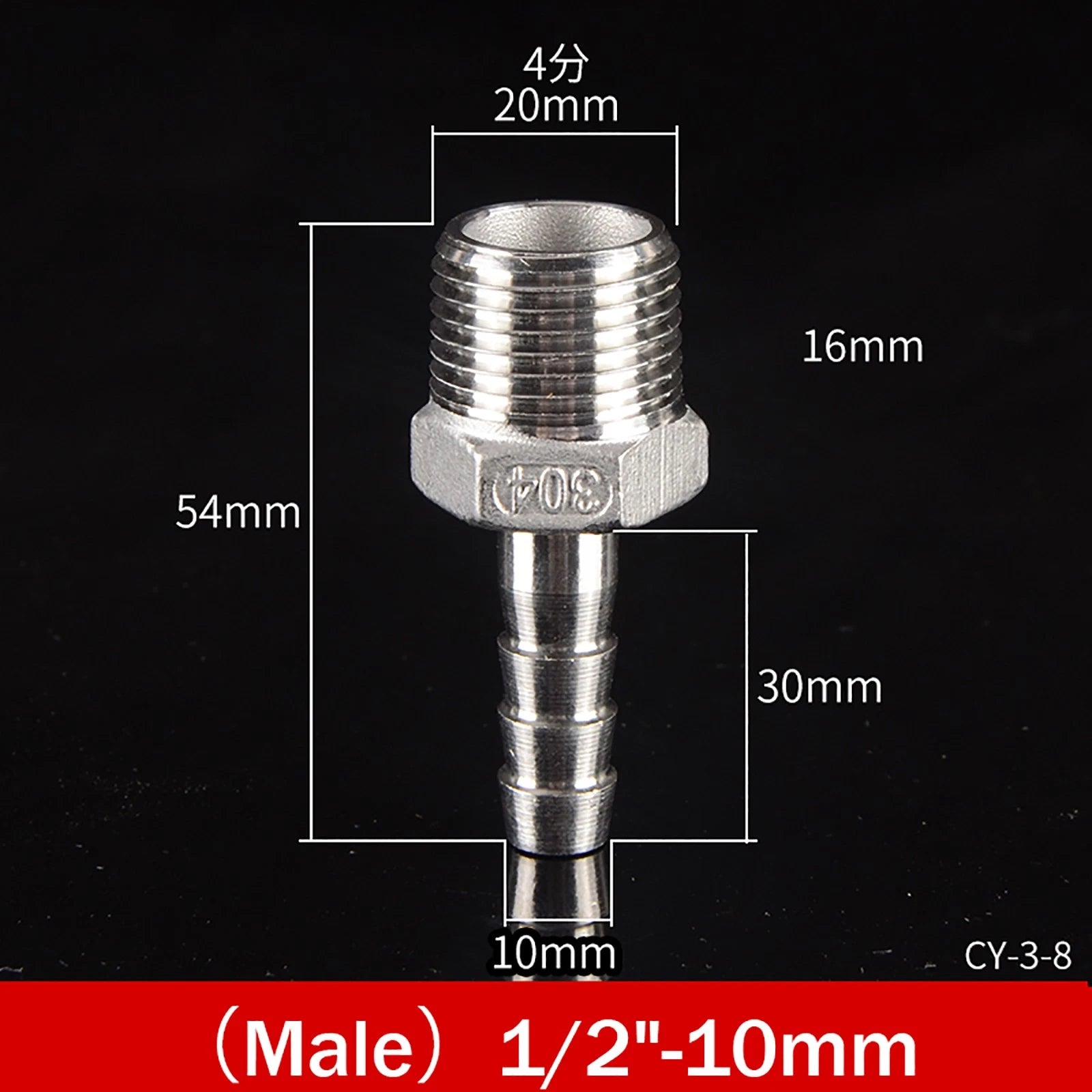 BSP Male Taper Thread x Hose Tail Adapter Fittings — Stainless Steel 304