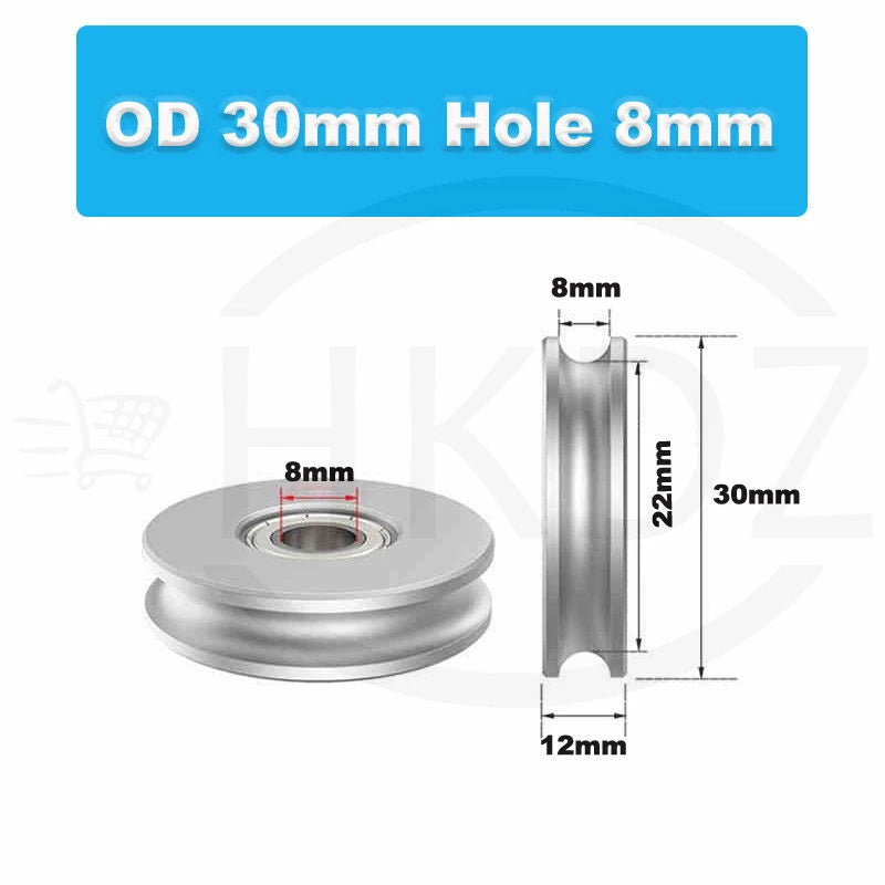 Aluminium Pulley Bearing CNC Guiding Wheel Flat Belt Idler OD 8-80mm Hole 5-16mm
