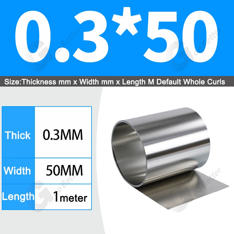 1 Meter 304 Stainless Steel Band SUS304 Sheet Foil Plate Strip Thick 0.01mm-1mm