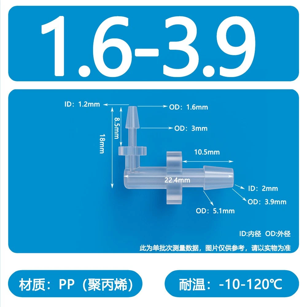 90° Elbow Plastic Barbed Joiner Reducer Connector Pipe Tube Hose Water 1.6-25mm