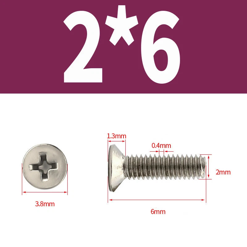 Phillips Machine Screws Countersunk Nickel Plated Steel DIN 965 Flat Head M1~M6