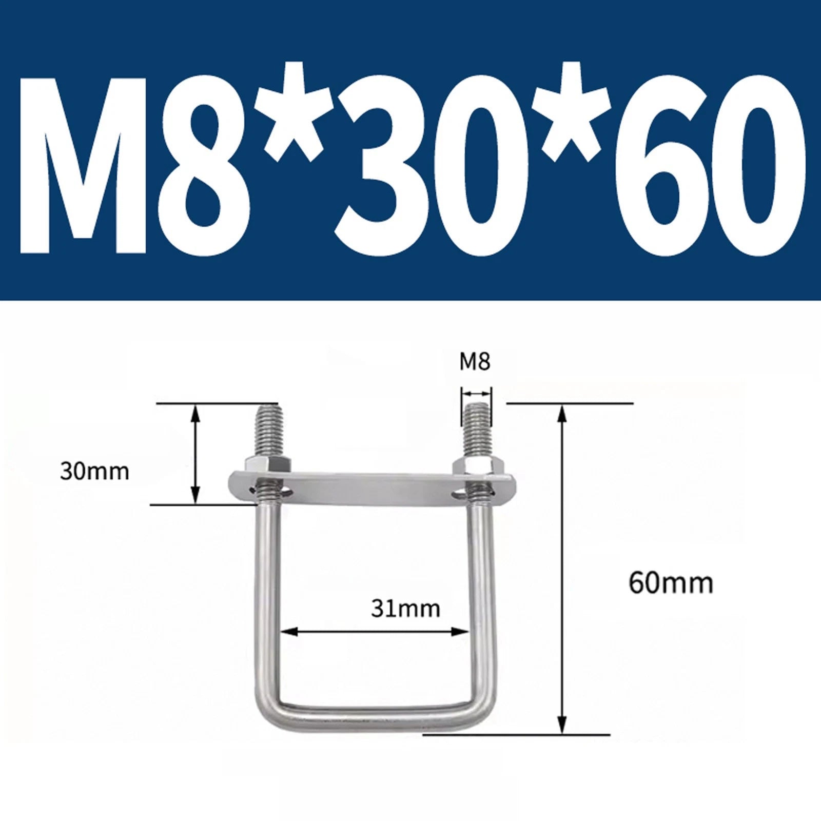 M6 M8 M10 M12 U Bolt Plates & Nuts Standard U-Bolts Stainless Steel 304 Trailer