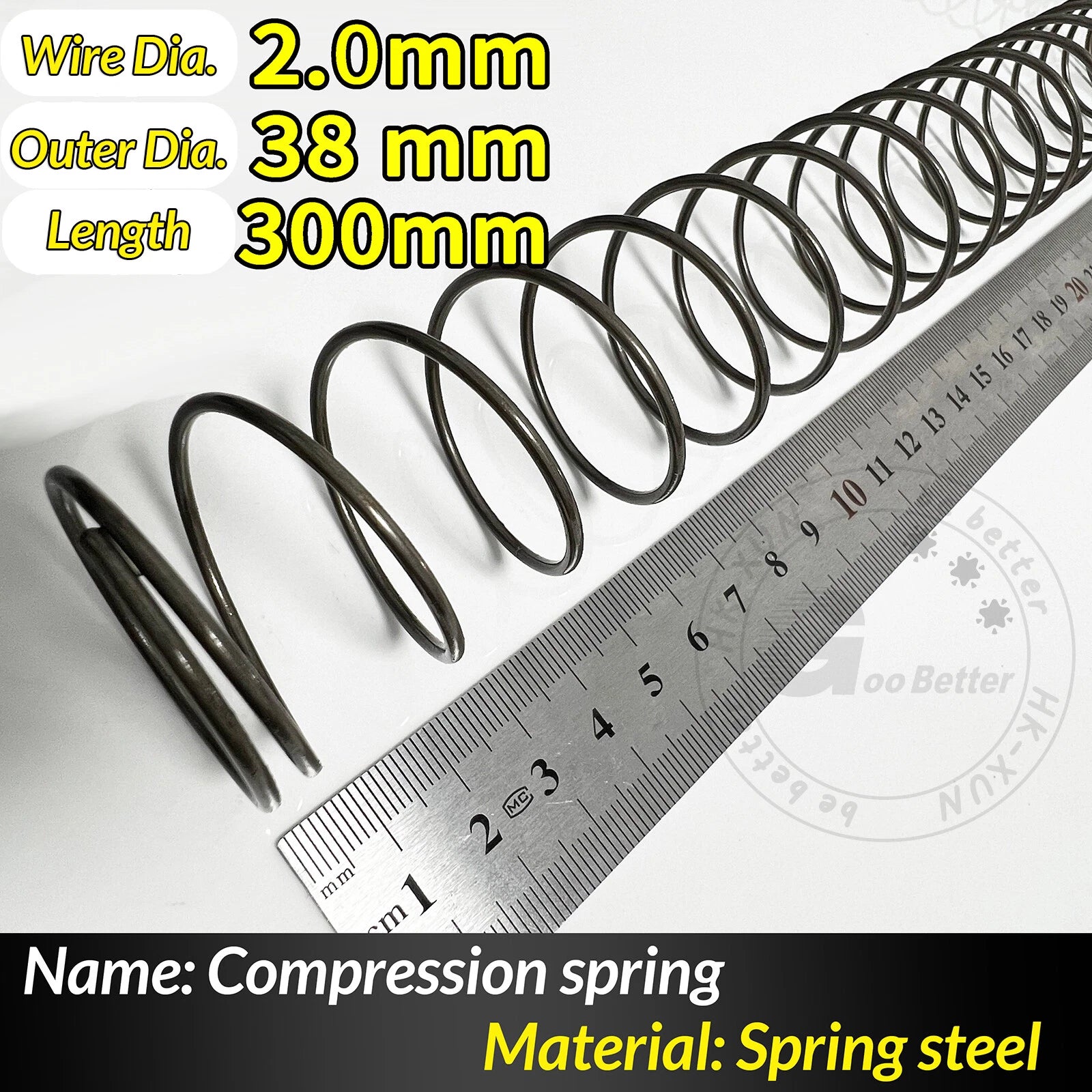 Compression Spring Pressure Springs, Wire Dia 2-3.5mm, OD 10-60mm, Length 300mm