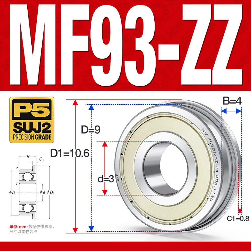Mini Metal Shielded Flanged Ball Bearings - Model Complete Inner Diameter 2-50mm
