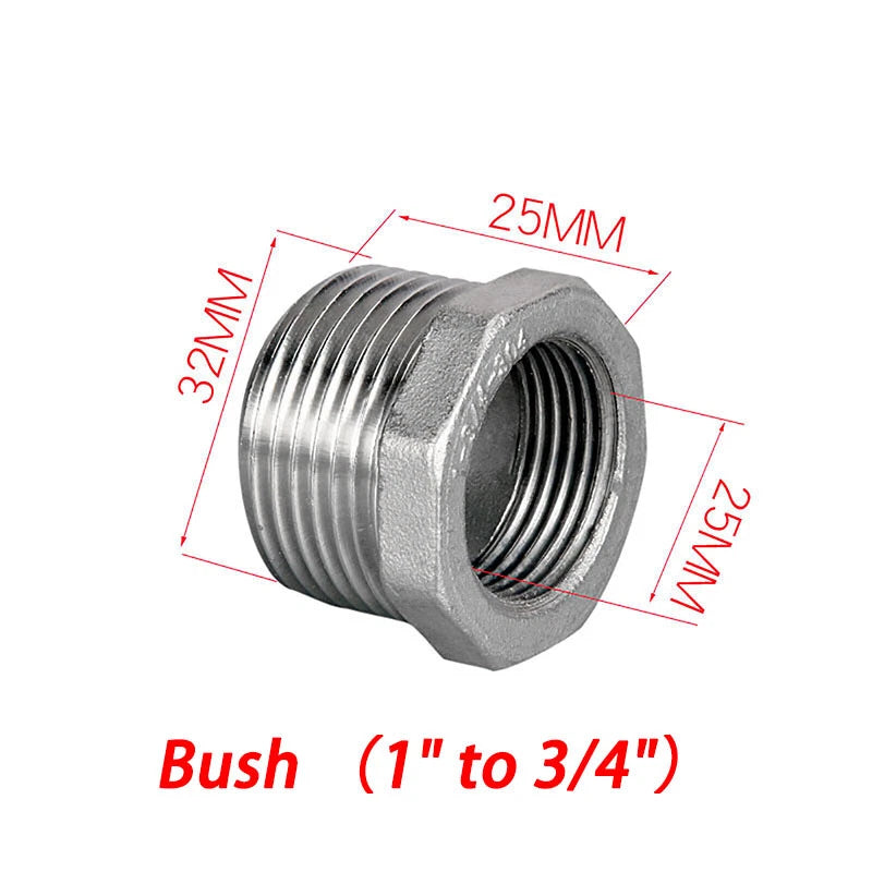 BSP 304 Stainless Steel Pipe Fittings — Elbow, Tee, Nipple, Cross, Bush, Cap (1/2" & 3/4")