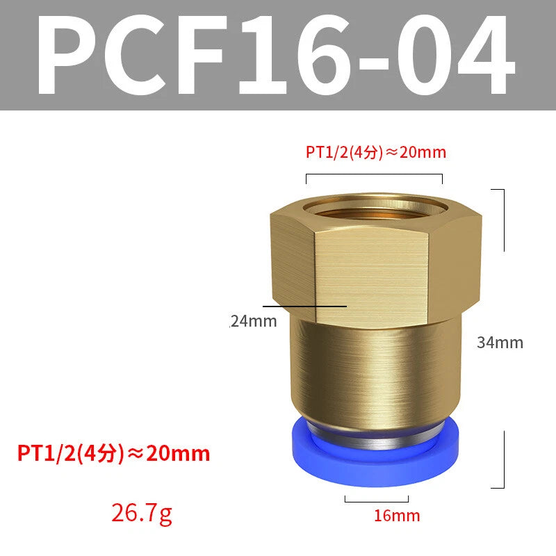 Pneumatic Push In Fitting Female Stud Straight Air Hose Inline Connector Line