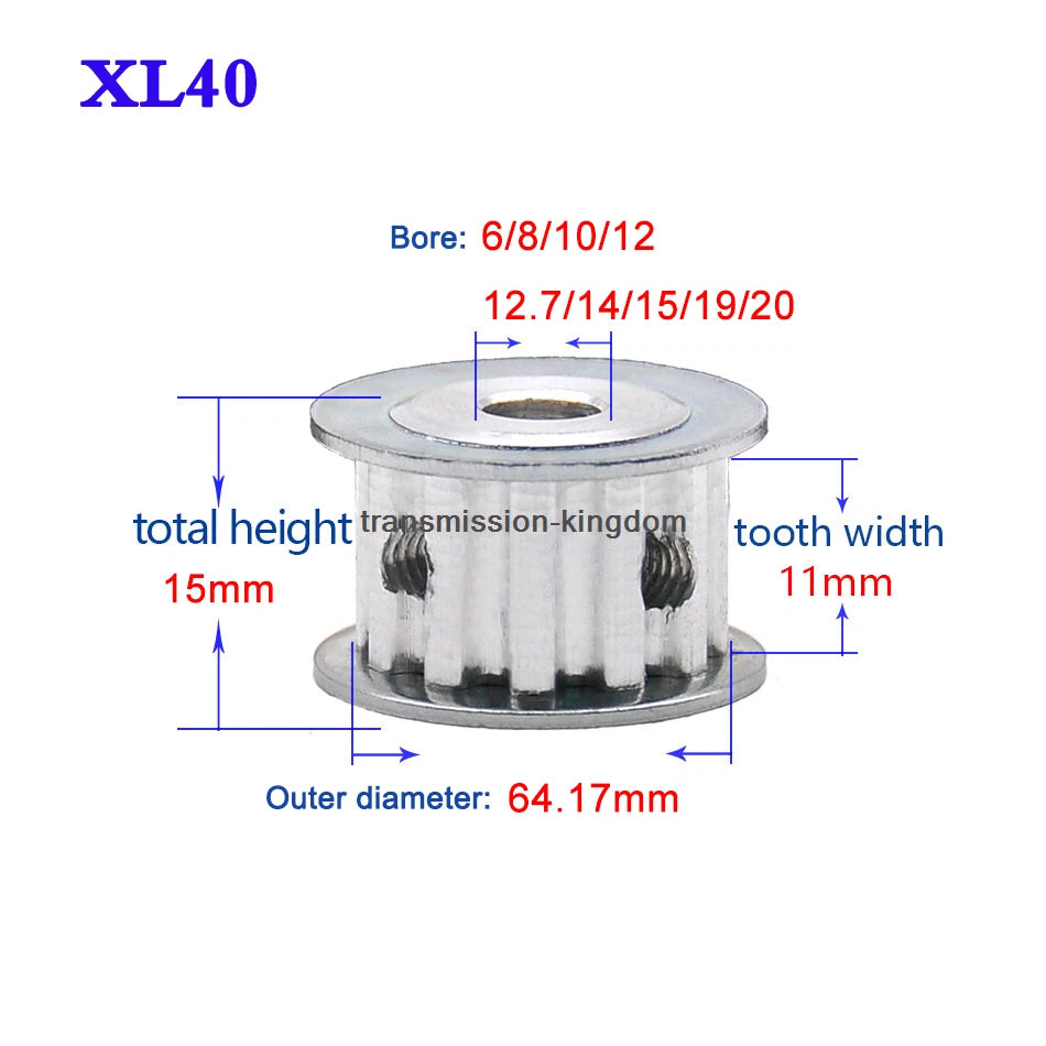 XL 10T-40T Synchronous Wheel Width 11mm Timing Belt Pulley Bore 4-20mm
