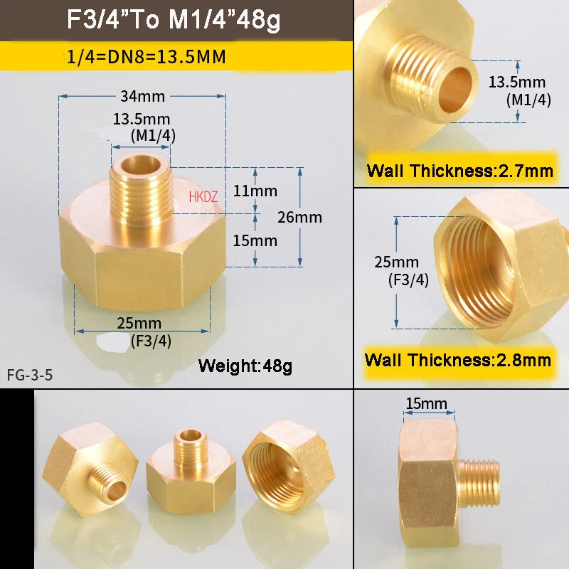1 8" BSP Brass Reducing Fittings Female To Male Thread Connector Adaptor Coupler
