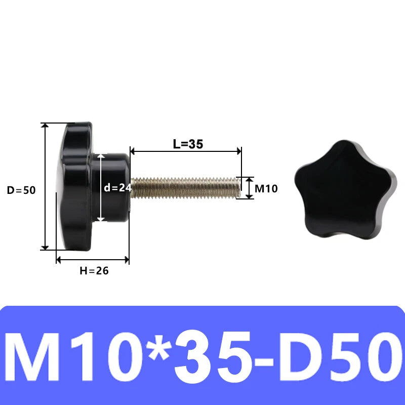M5/6/8/10 Pentagram Star Thumb Screws Hand Grip Knob Bolts Carbon Steel/Bakelite