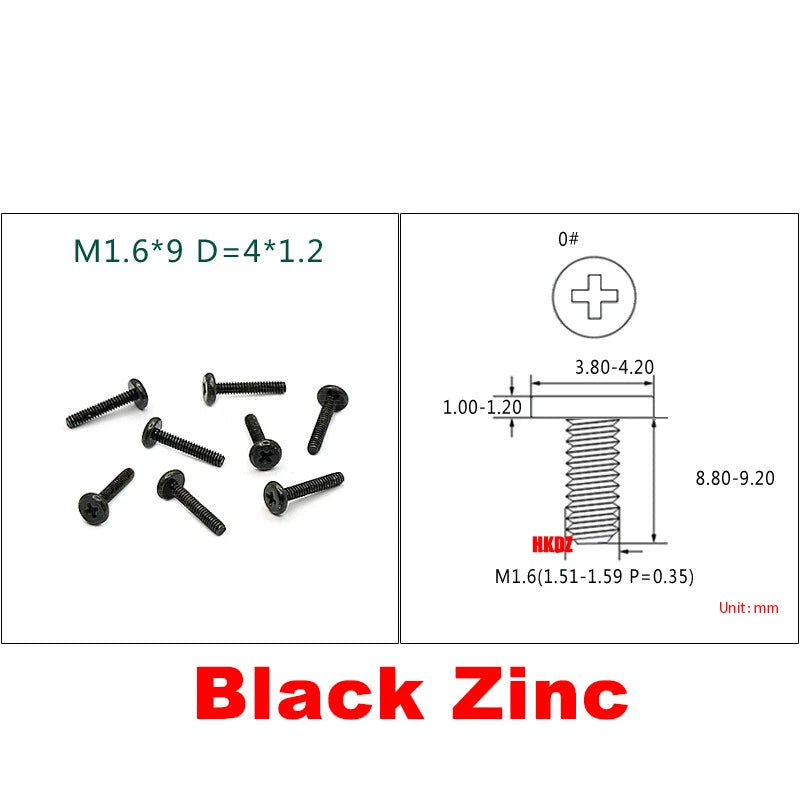 M1.6 M1.7 Phillips Thin Flat Head Machine Screws – Stainless Steel & Zinc Coated