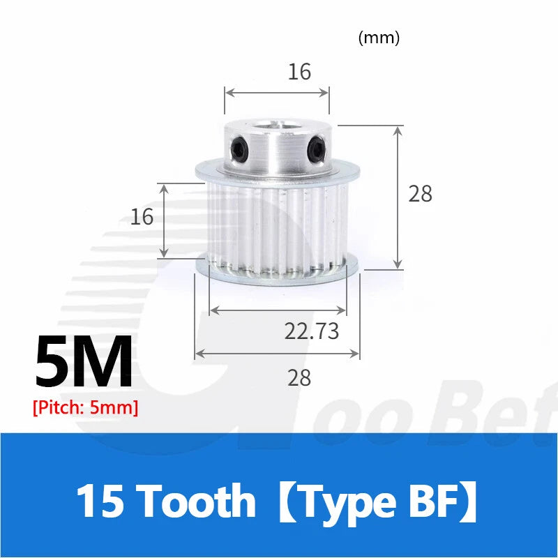 5M 15mm Timing Belt Drive Pulley 5mm Pitch 10-40 Tooth 4-25mm Bore HTD Aluminium