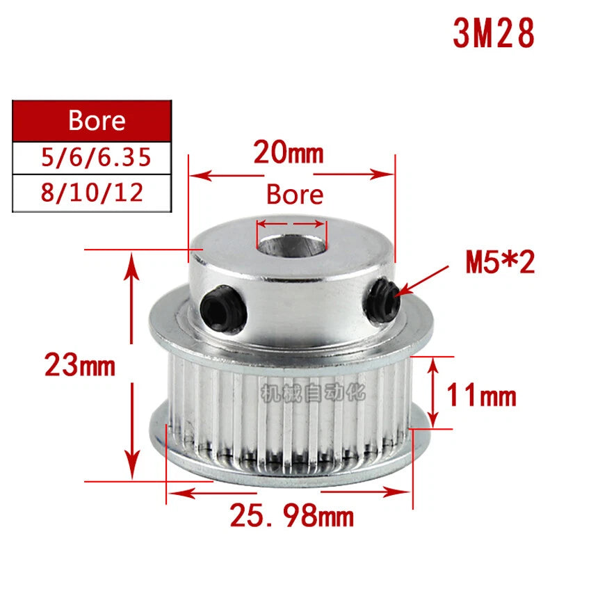 HTD-3M 12T-150T Timing Belt Pulley Pitch 3mm Tooth Width 11mm Synchronous Wheel