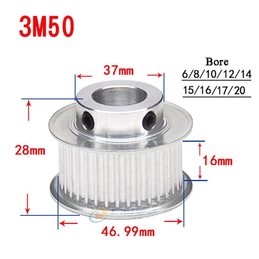 HTD-3M 12T-150T Timing Belt Pulley With Step Bore 8-25mm, For 15mm Width Belt