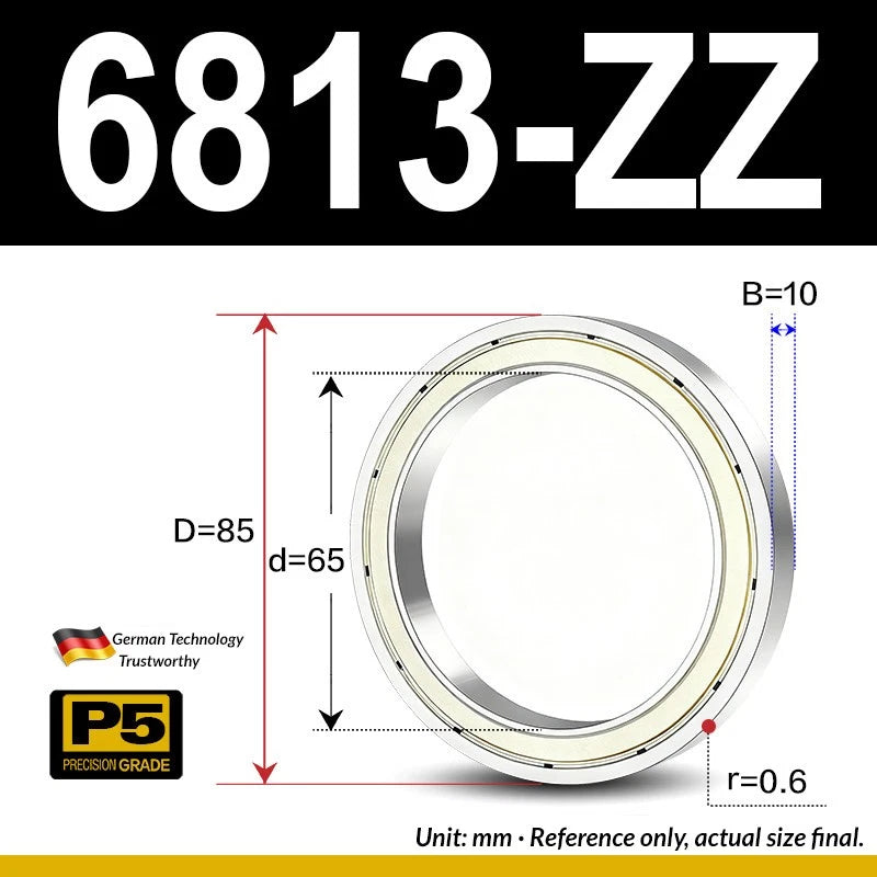 Thin Wall Bearings Deep Groove Ball Bearing ZZ or RZ, ID 10-95mm, OD 19-120mm