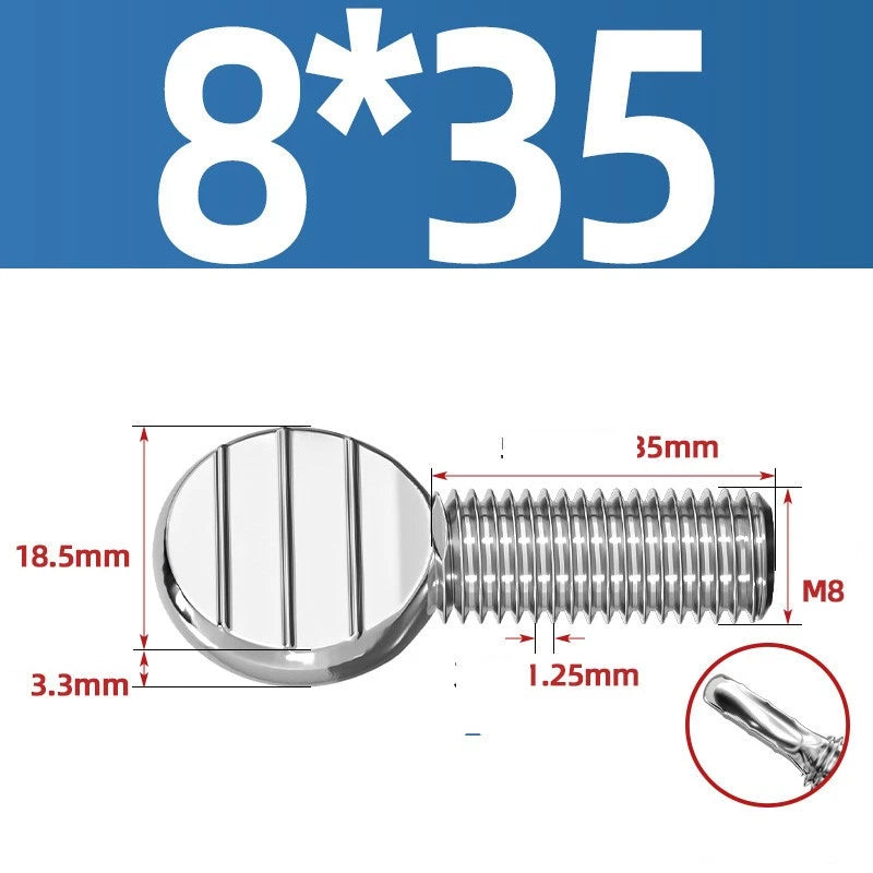 M4–M10 & 1/4"-5/16" Spade-Head Thumb Screws – A2 304 Stainless Steel, Tool-less Hand Grip