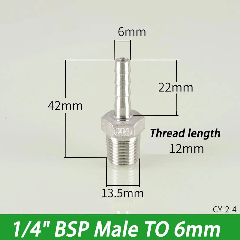 Stainless Steel Hosetails,Bsp Thread Hose Tail Barb Connector 1 8-1" Female Male