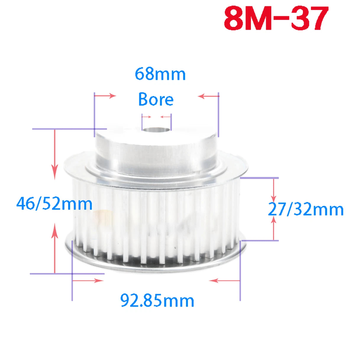BF-type HTD8M 25mm-30mm Timing Belt Pulley 12 - 72 Tooth for CNC Step Motor