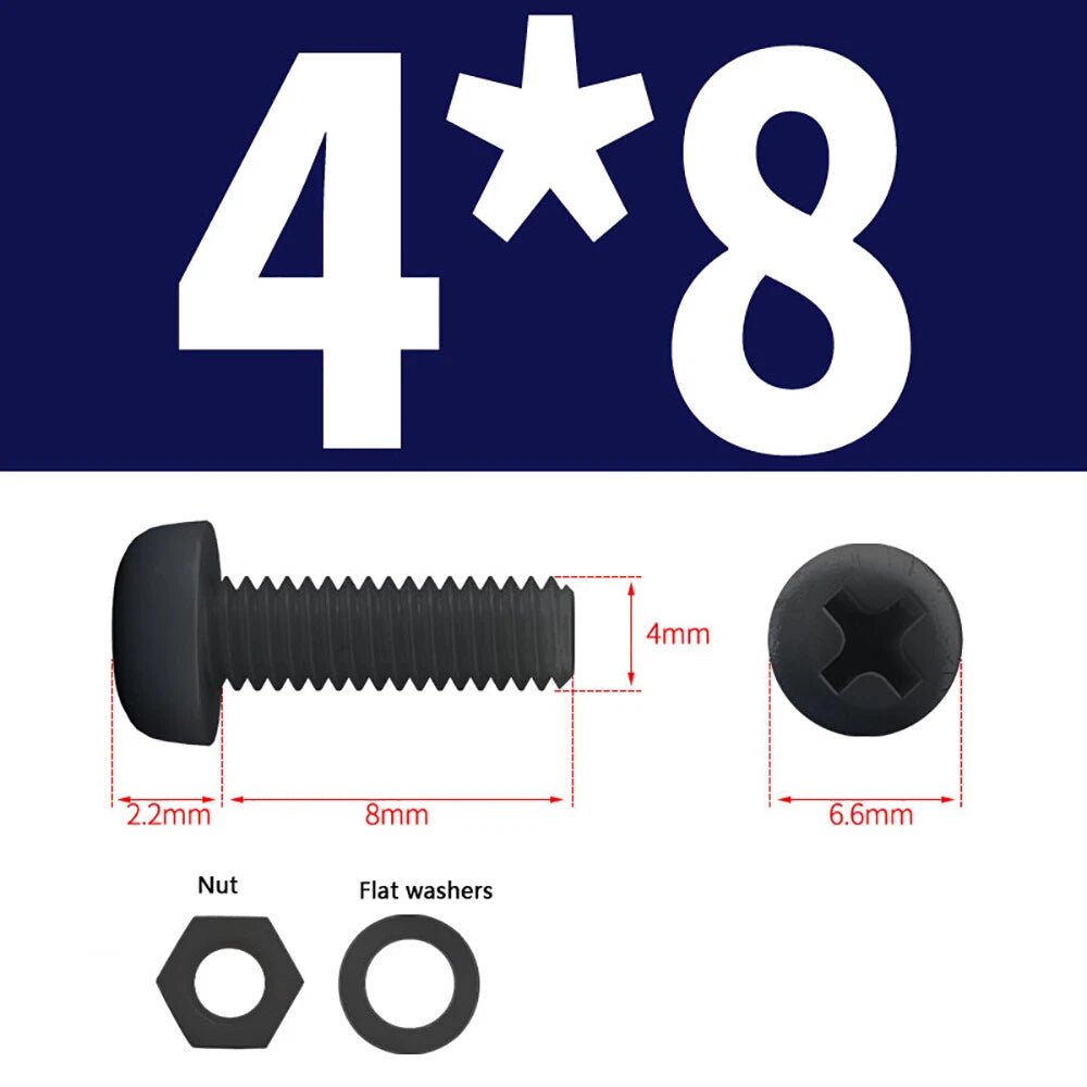 M4 M5 Nylon Phillips Pan Head Machine Screws with Hex Nuts and Flat Washers – White & Black - HomeDIYer