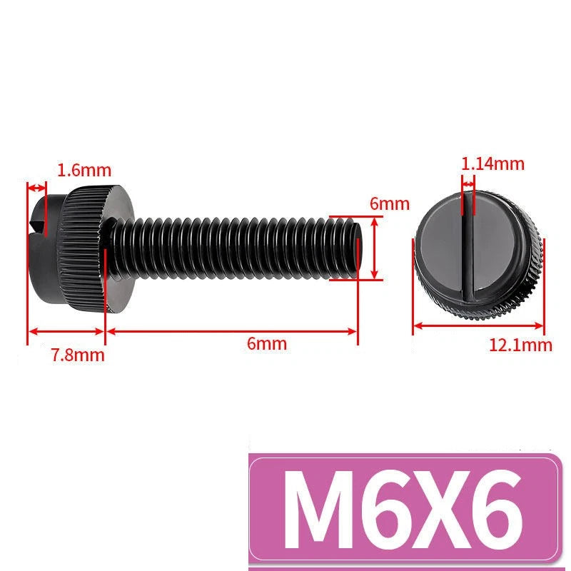 Black Nylon Thumb Screws — PA66 Knurled Slotted Head, M3 M4 M5 M6 M8