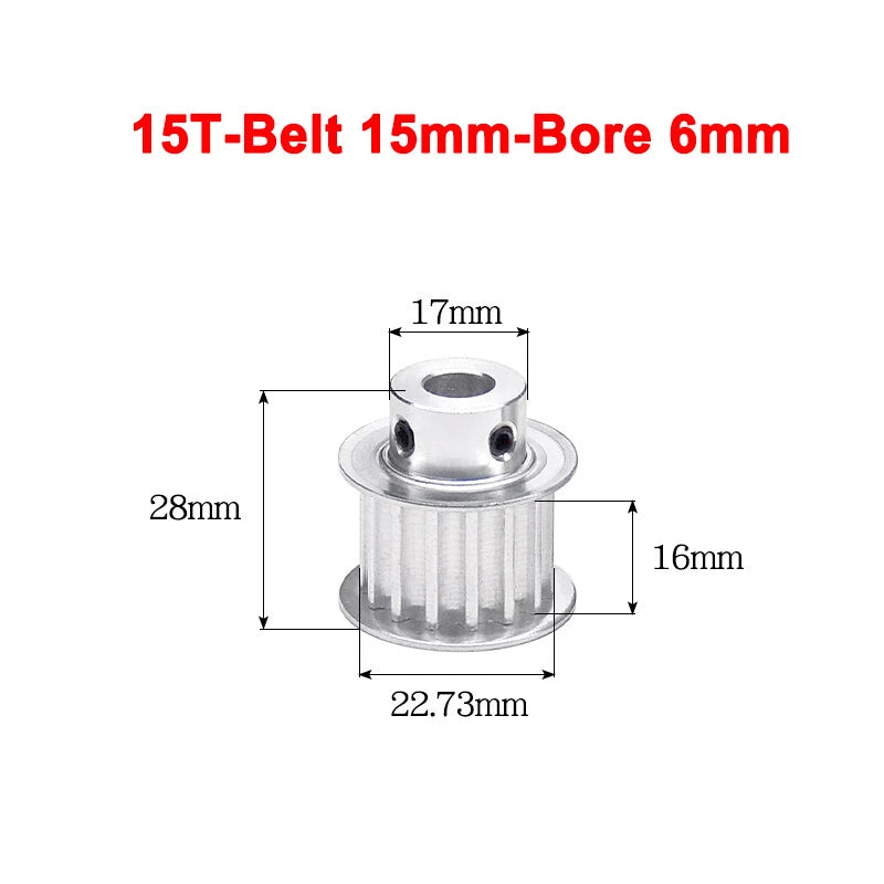 5M Timing Belt Pulley 10T 12T 14T 15T 16T 18T Bore 5mm-12mm for 15mm Width Belt